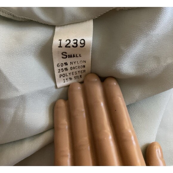 Vintage Pale Green SEXY Négligée Pajama night Gown Full Side Slip Silky nightie - Picture 3 of 14